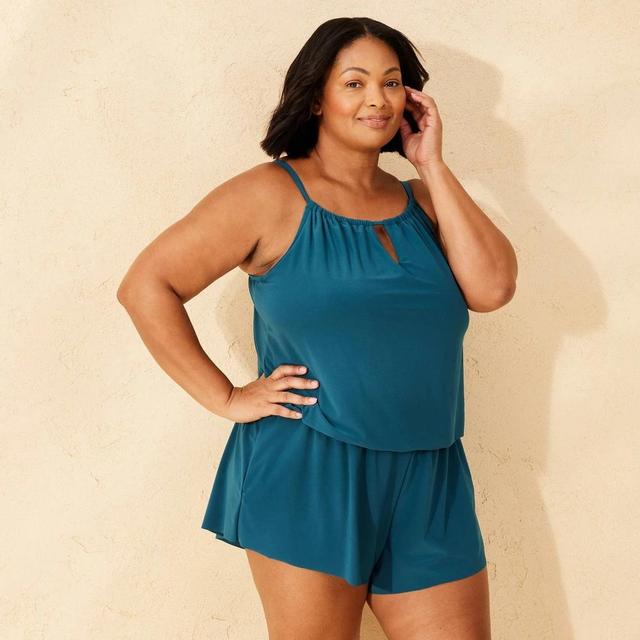 Womens Full Coverage Swim Romper - Shade & Shore Blue 18 Product Image