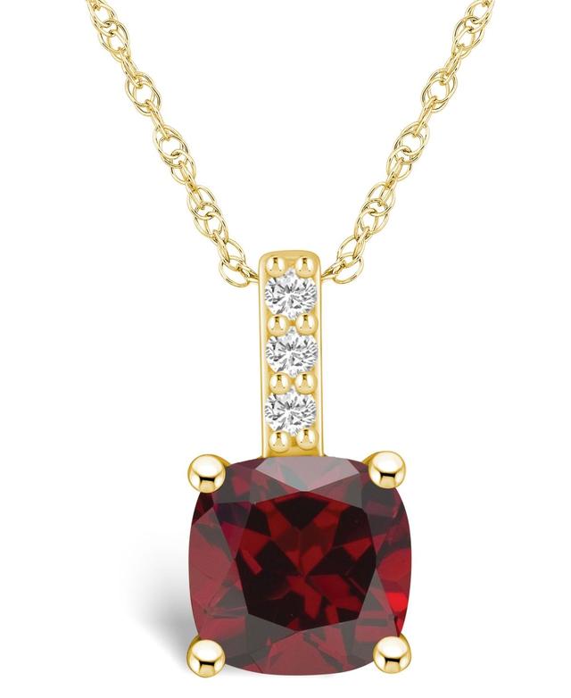 Alyson Layne 14k Gold Cushion Garnet & Diamond Accent Pendant Necklace, Womens Product Image