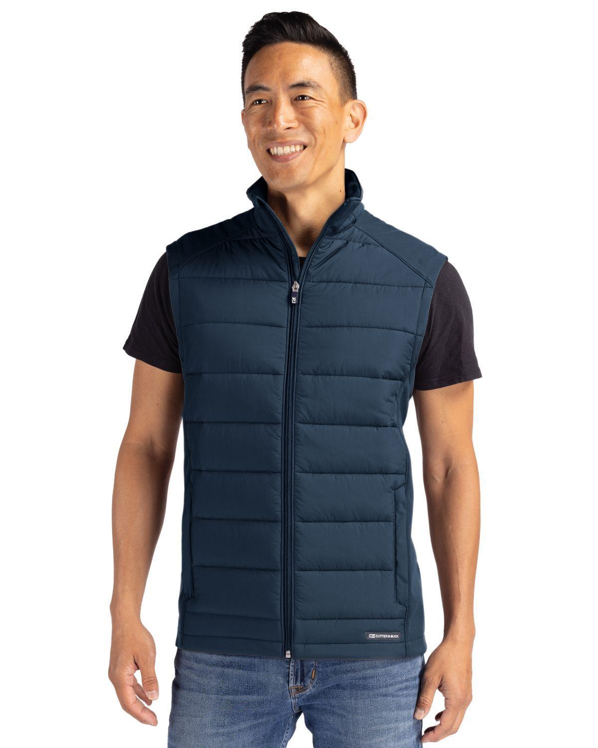 Cutter & Buck Evoke Hybrid Eco Softshell Recycled Mens Big & Tall Full Zip Vest - Elemental grey Product Image