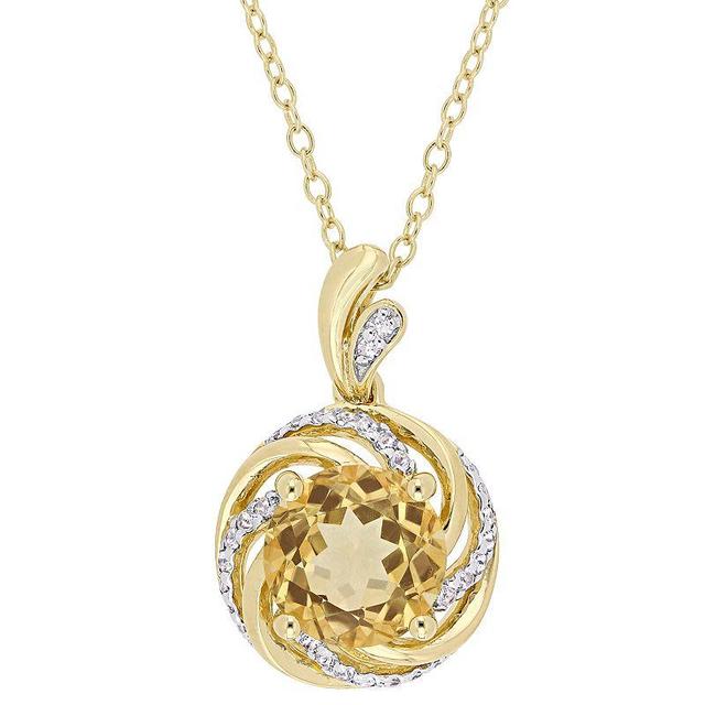 Stella Grace 18k Gold Over Silver Citrine & Diamond Accent Pendant, Womens Gold Tone Product Image