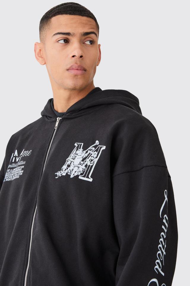 Oversized Heavyweight Multi Print Zip Through Hoodie | boohooMAN USA Product Image