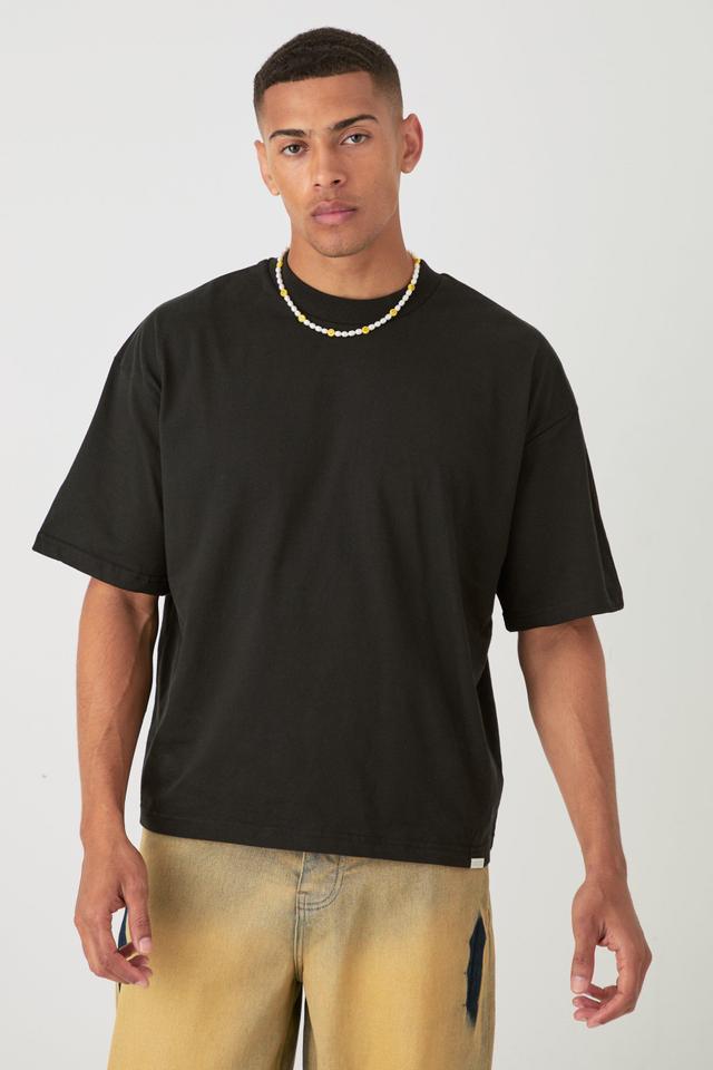 Mens Black Oversized Boxy Heavyweight T-shirt, Black Product Image