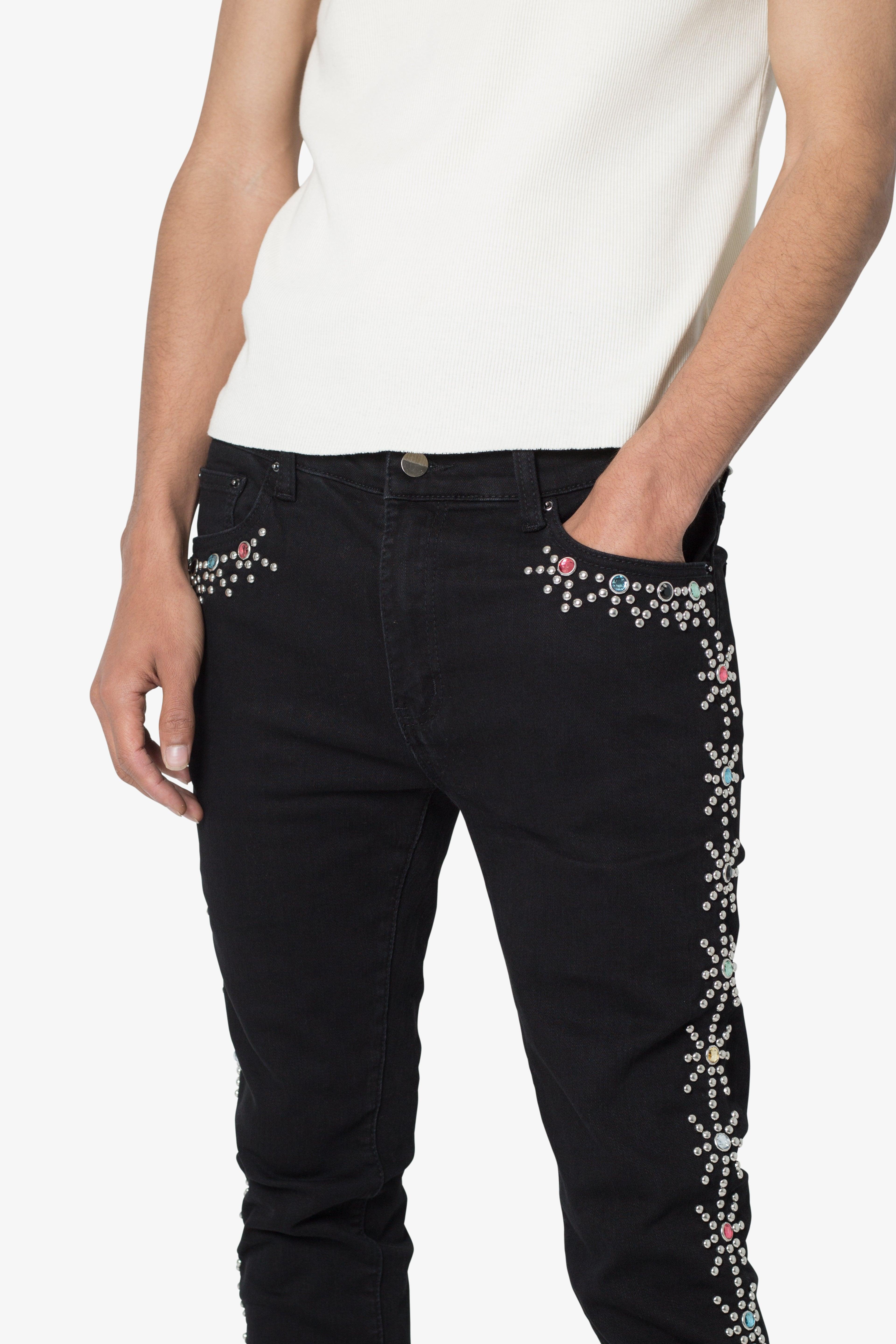 X620 Studded Skinny Denim - Black Product Image