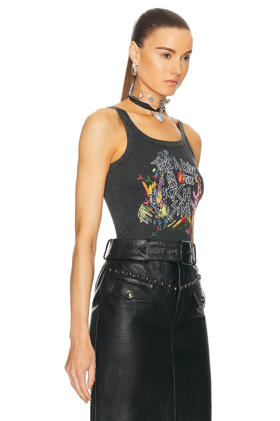 Alessandra Rich Jersey Tank Top Charcoal. (also in ). Product Image