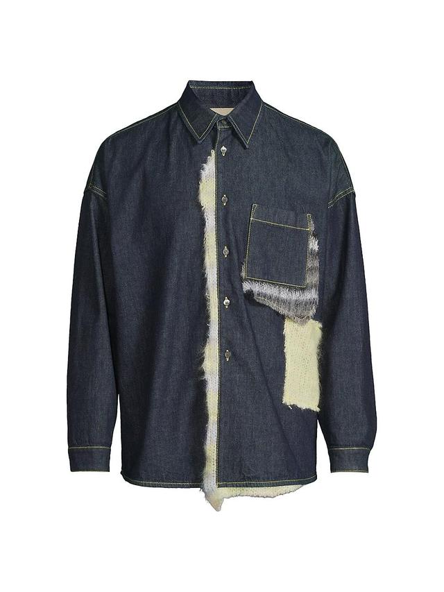 Mens Mohair Patched Bull Denim Overshirt Product Image