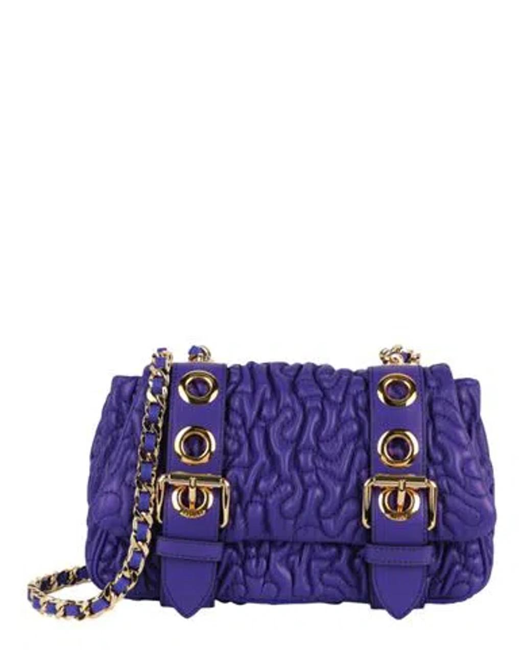 MOSCHINO Destroyed Chain Quilted Crossbody Bag Woman Cross-body Bag Purple Size - Polyolefin Product Image