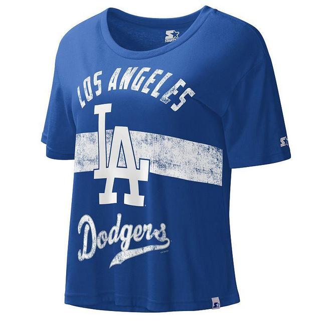 Womens Starter Royal Los Angeles Dodgers Record Setter Crop Top Product Image