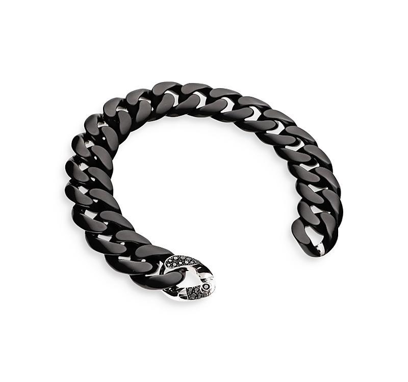 Roberto Demeglio Mens 18K White Gold & Ceramic Groumette Bracelet with Black Diamond Link Product Image