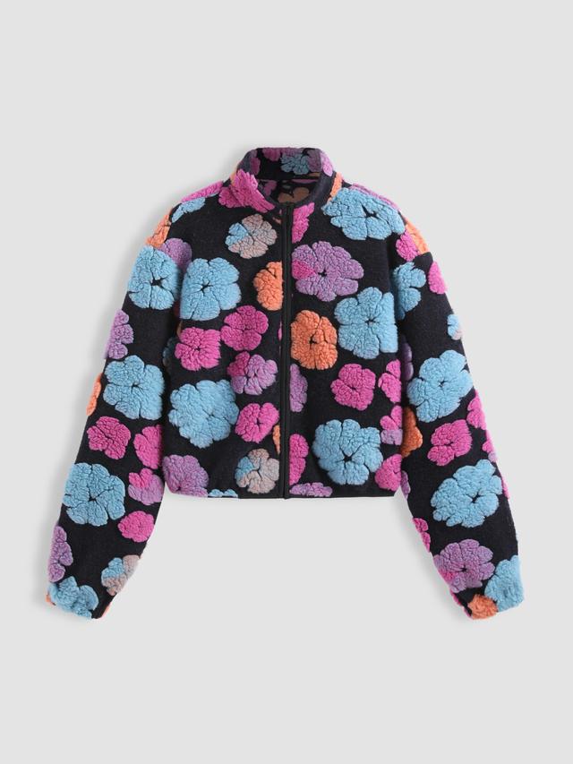 Floral Pattern Fluffy Oversized Jacket Product Image