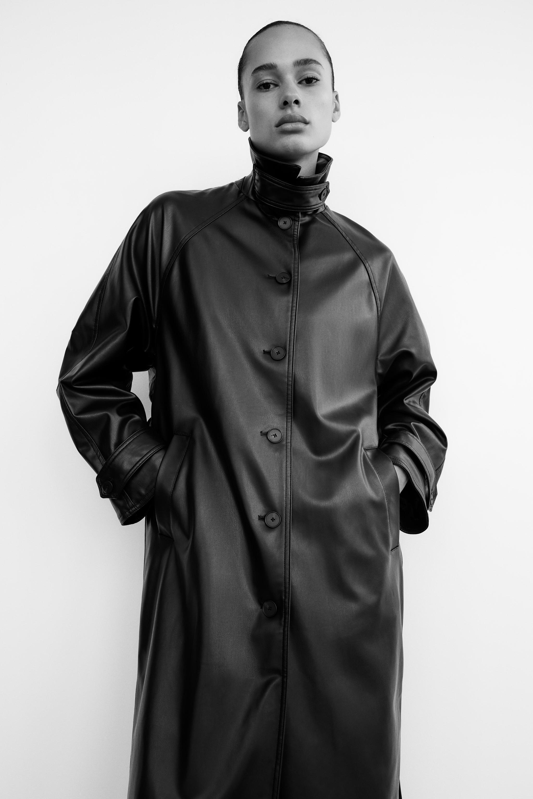 FAUX LEATHER TRENCH COAT Product Image