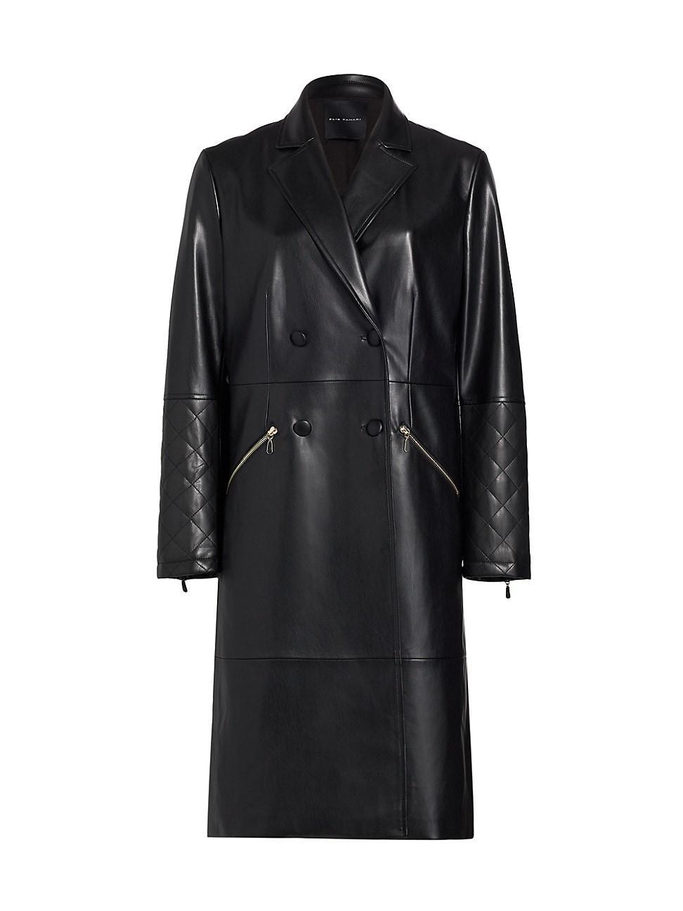 Womens The Dina Vegan Leather Trench Coat Product Image