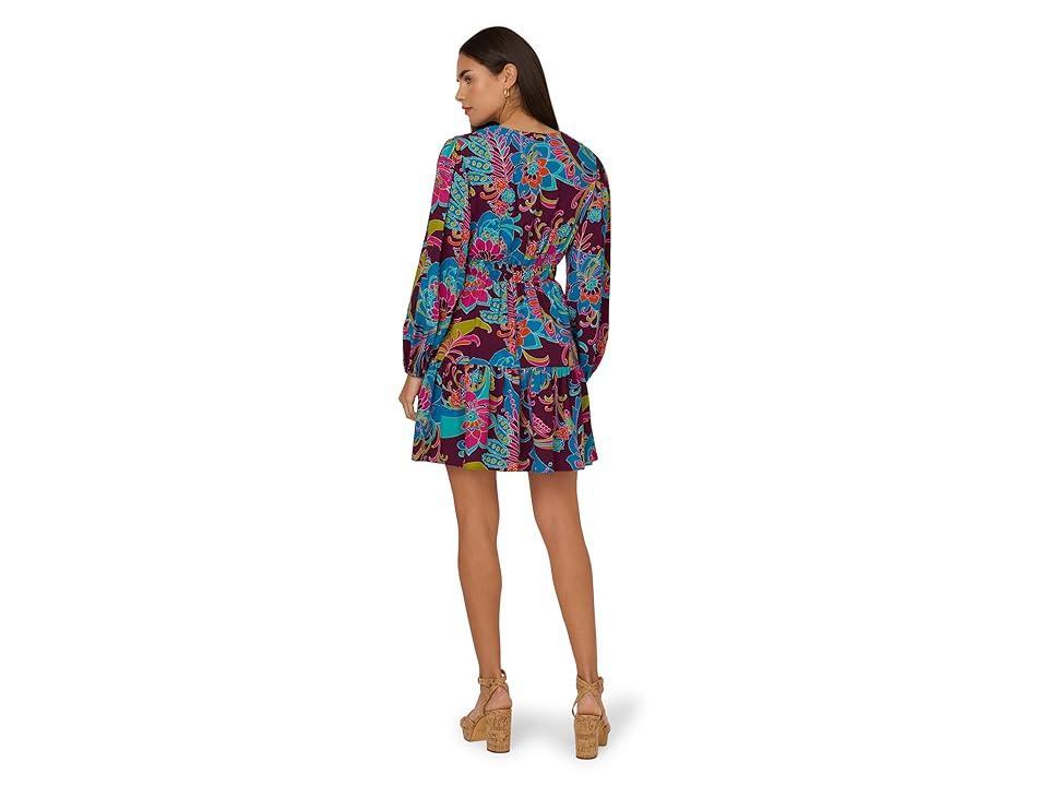 Adrianna Papell Printed Flounce Short Dress Multi) Women's Dress Product Image