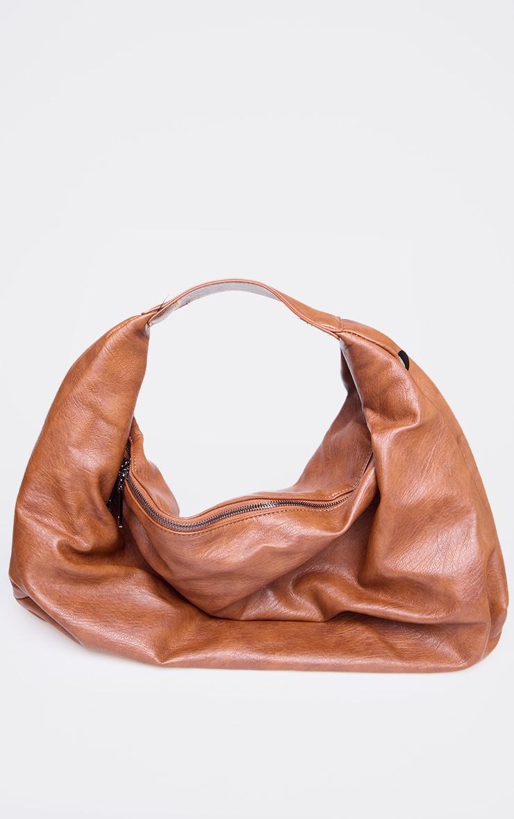 Tan Distressed Pu Super Slouchy Tote Bag Product Image