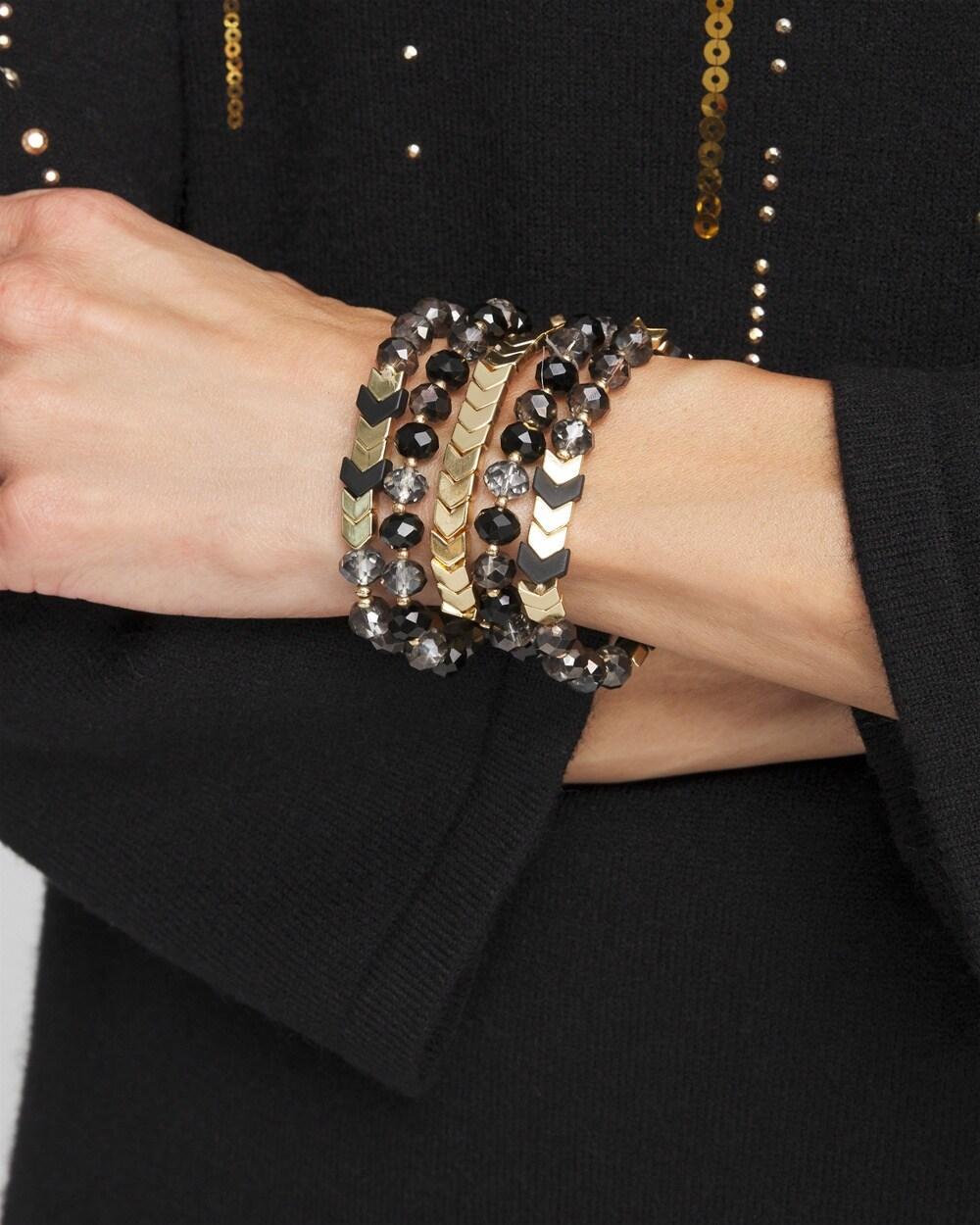 Set of Five Gold & Black Bracelets Product Image