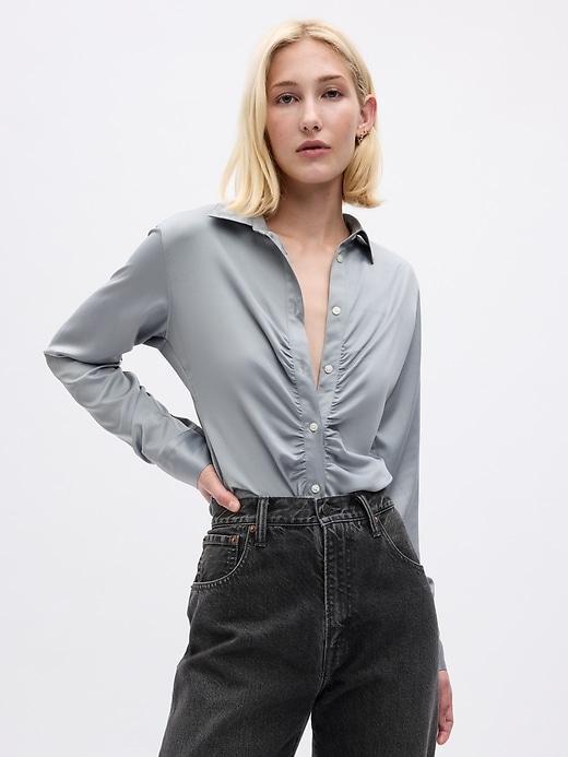 Satin Ruched Shirt Product Image