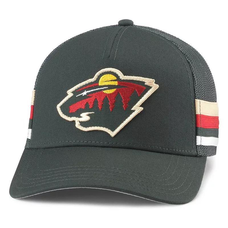 Mens American Needle Green Minnesota Wild HotFoot Stripes Trucker Adjustable Hat Product Image