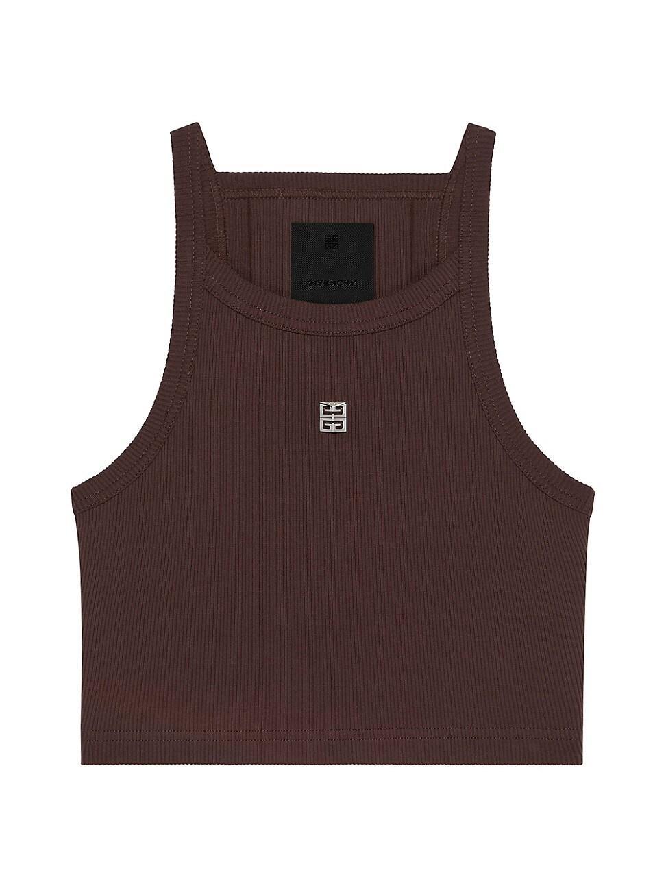 Womens Cropped Tank Top in Cotton with 4G Detail Product Image