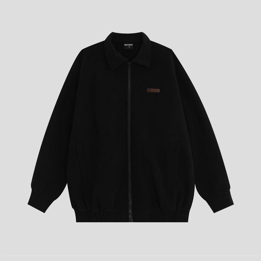 Collared Corduroy Zip-Up Jacket Product Image