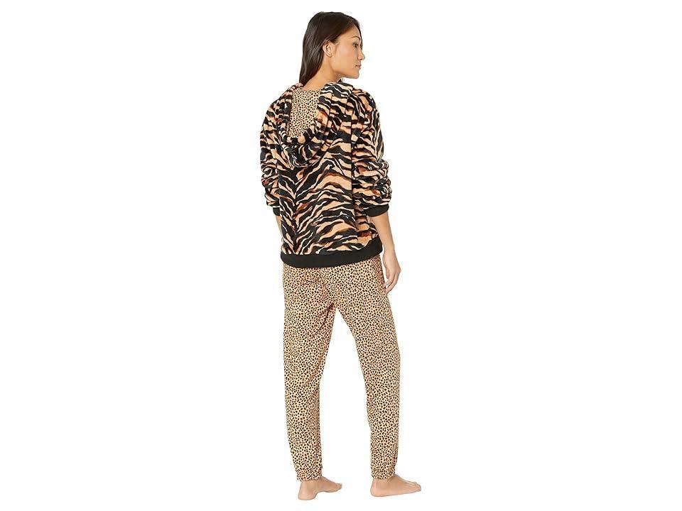 DKNY Long Sleeve Hoodie Joggers PJ Set (Animal) Women's Pajama Sets Product Image