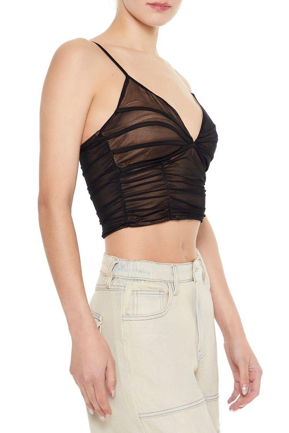 Ruched Mesh Cropped Cami | Forever 21 Product Image