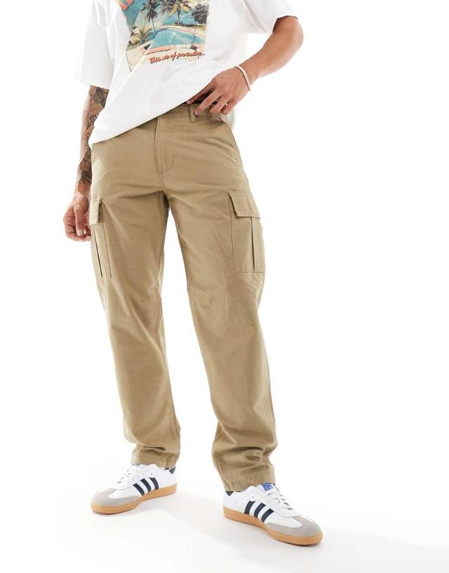 Jack & Jones loose fit cargo pants in beige Product Image