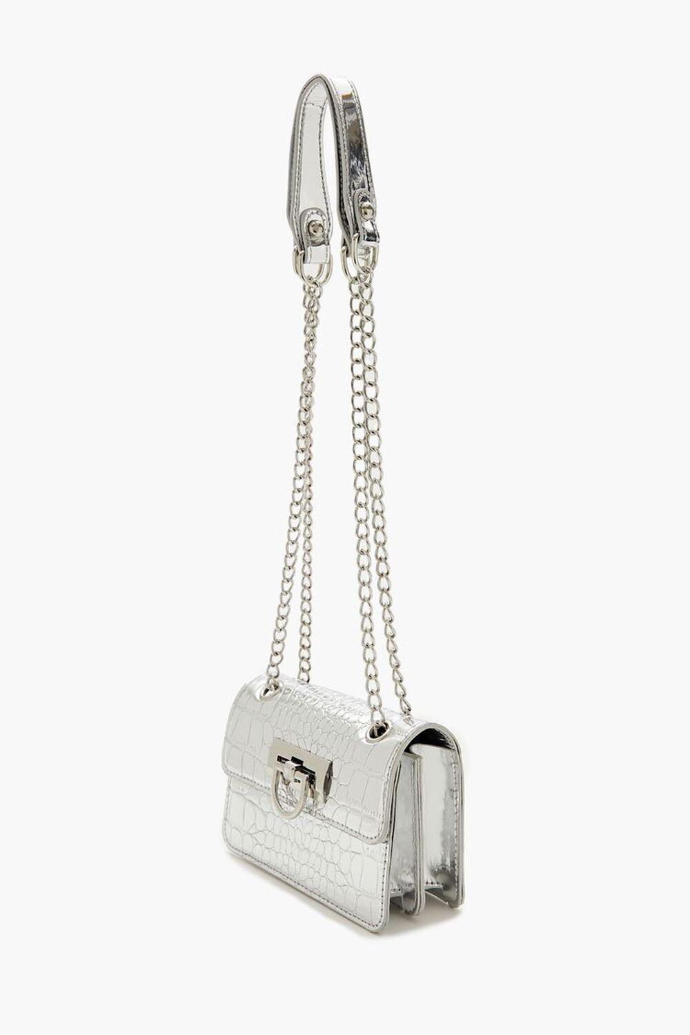 Metallic Faux Croc Shoulder Bag | Forever 21 Product Image