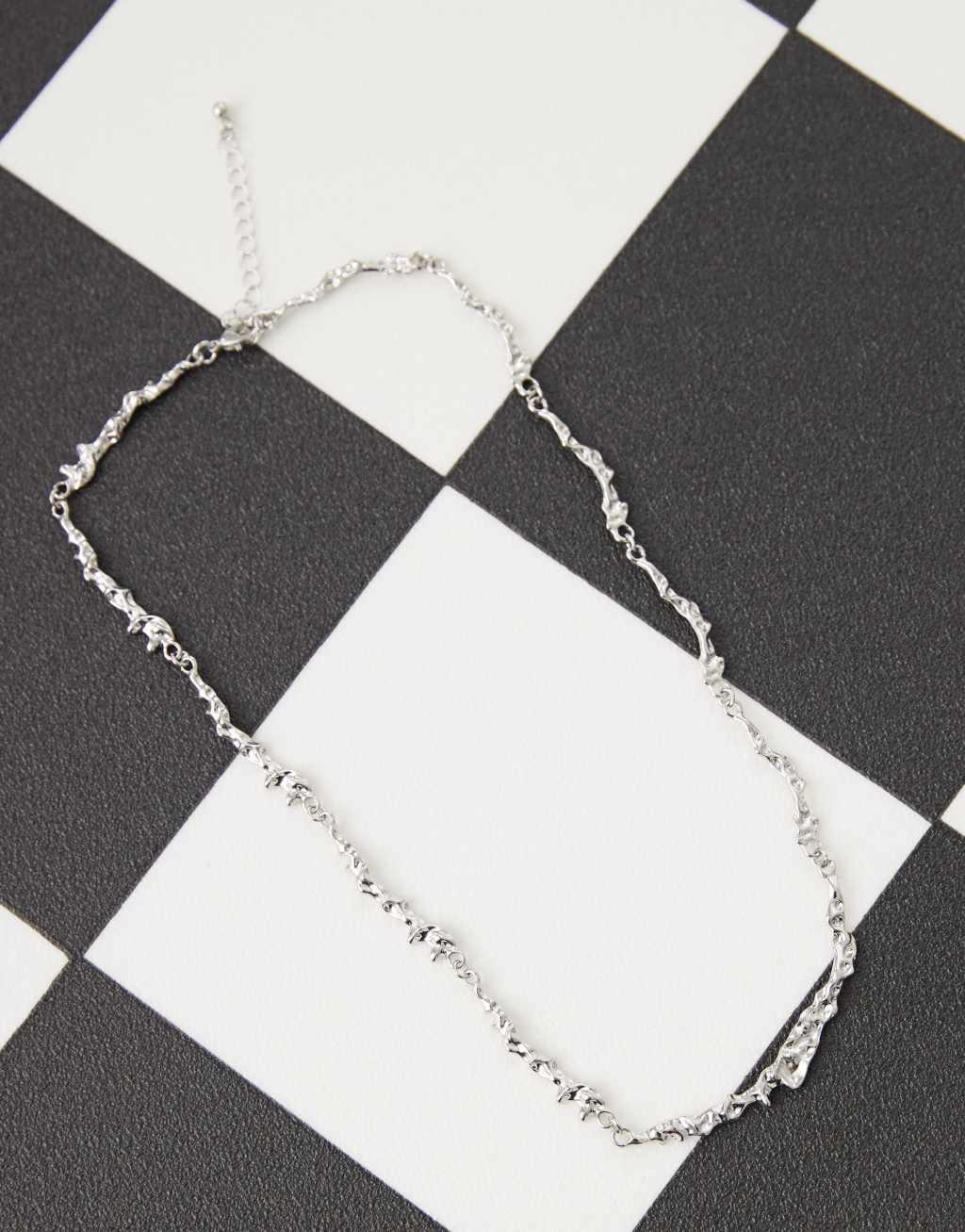 Faded Future molten effect necklace in silver Product Image