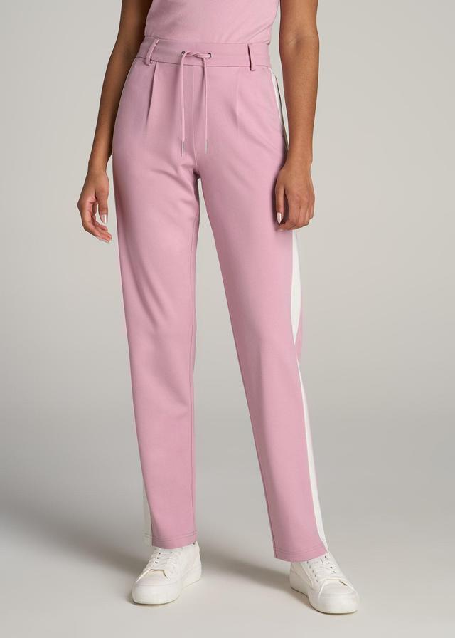 Pull On Tuxedo Stripe Pants for Tall Women in Pink Peony and White Alyssum Female Product Image