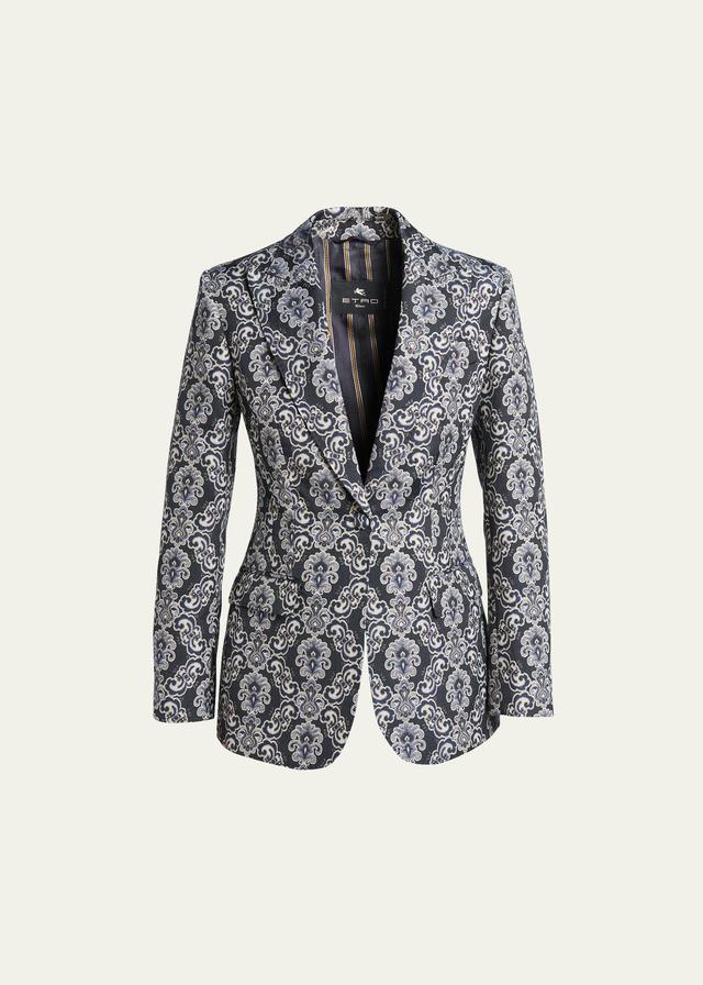 Womens Brocade Single-Button Blazer Product Image