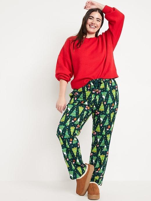 Mid-Rise Printed Flannel Pajama Pants Product Image