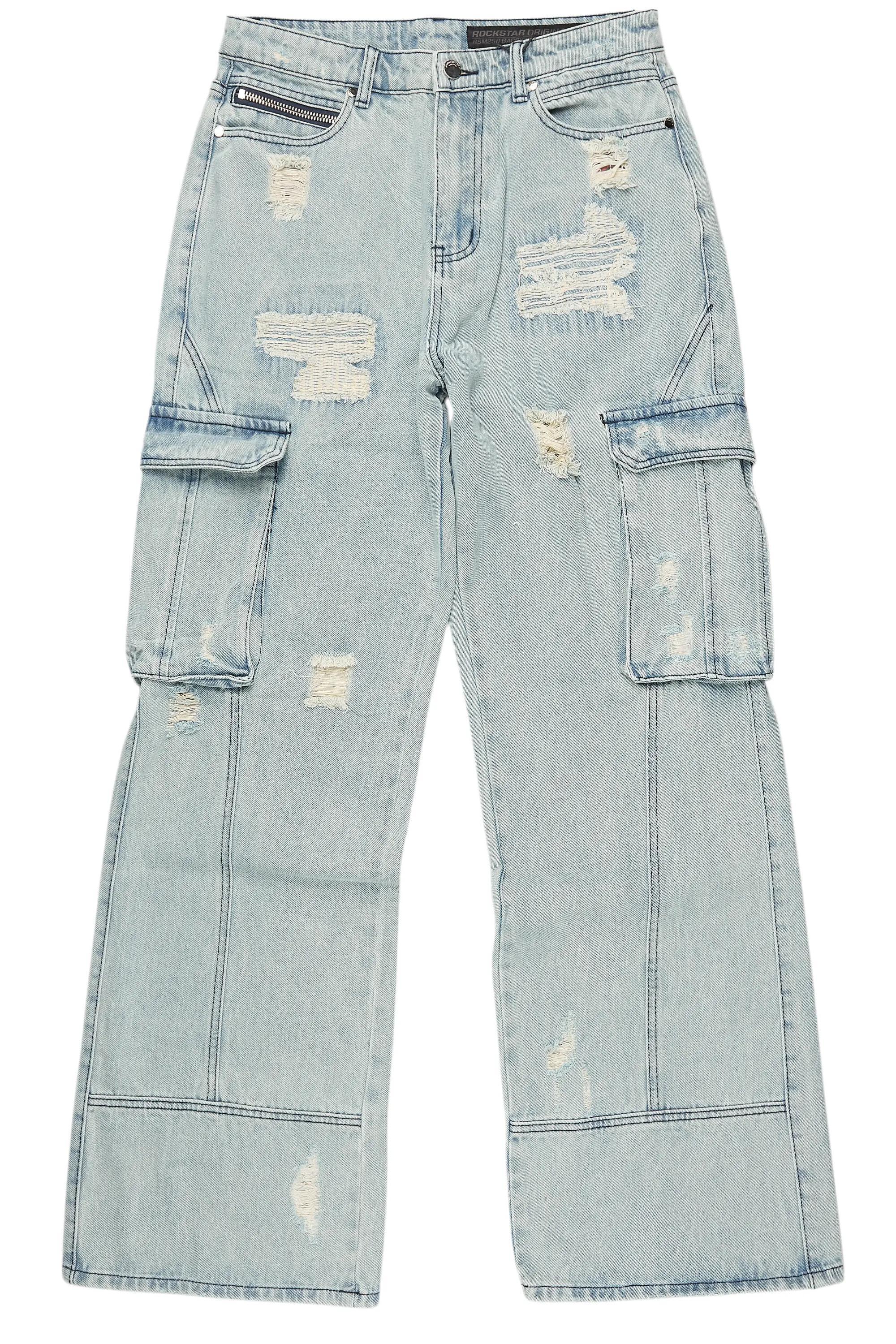 Nand Light Blue Baggy Cargo Jean Male Product Image