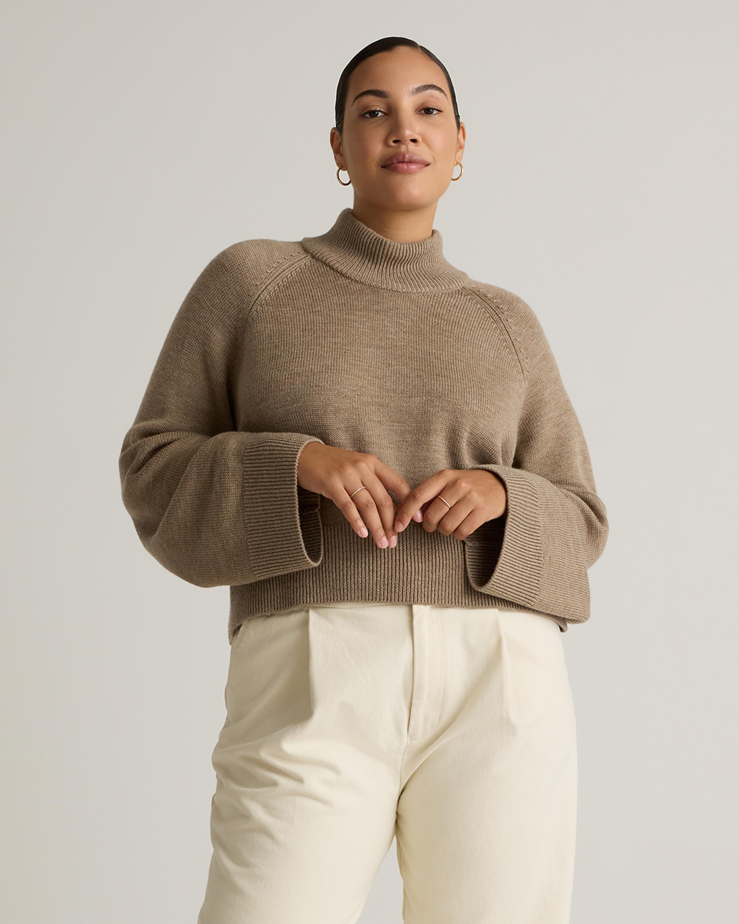 Australian Merino Wool Cropped Mock Neck Sweater Product Image