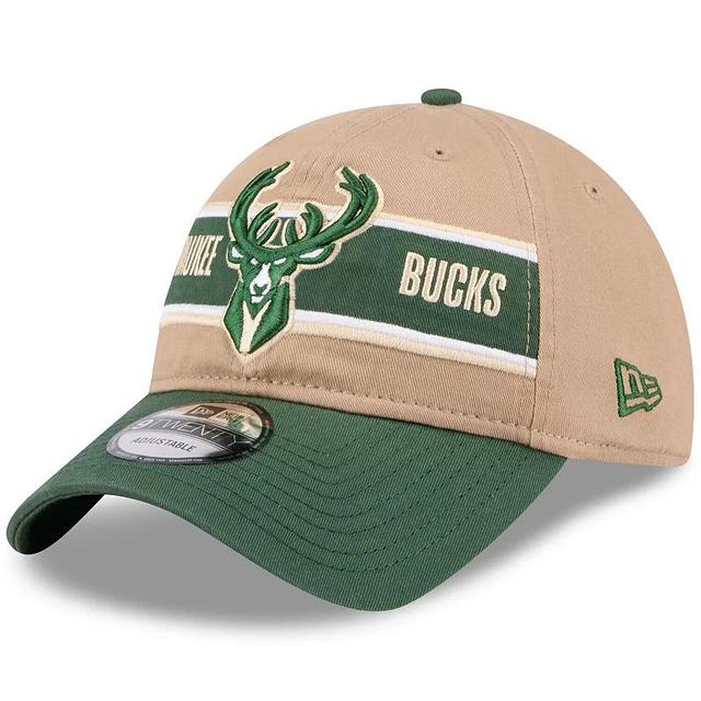 Mens New Era Tan/Hunter Green Milwaukee Bucks 2024 NBA Draft 9TWENTY Adjustable Hat Product Image