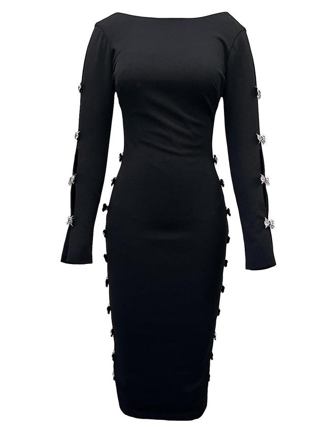 Dress the Population Emery Long Sleeve Bow Detail Cocktail Midi Dress Product Image