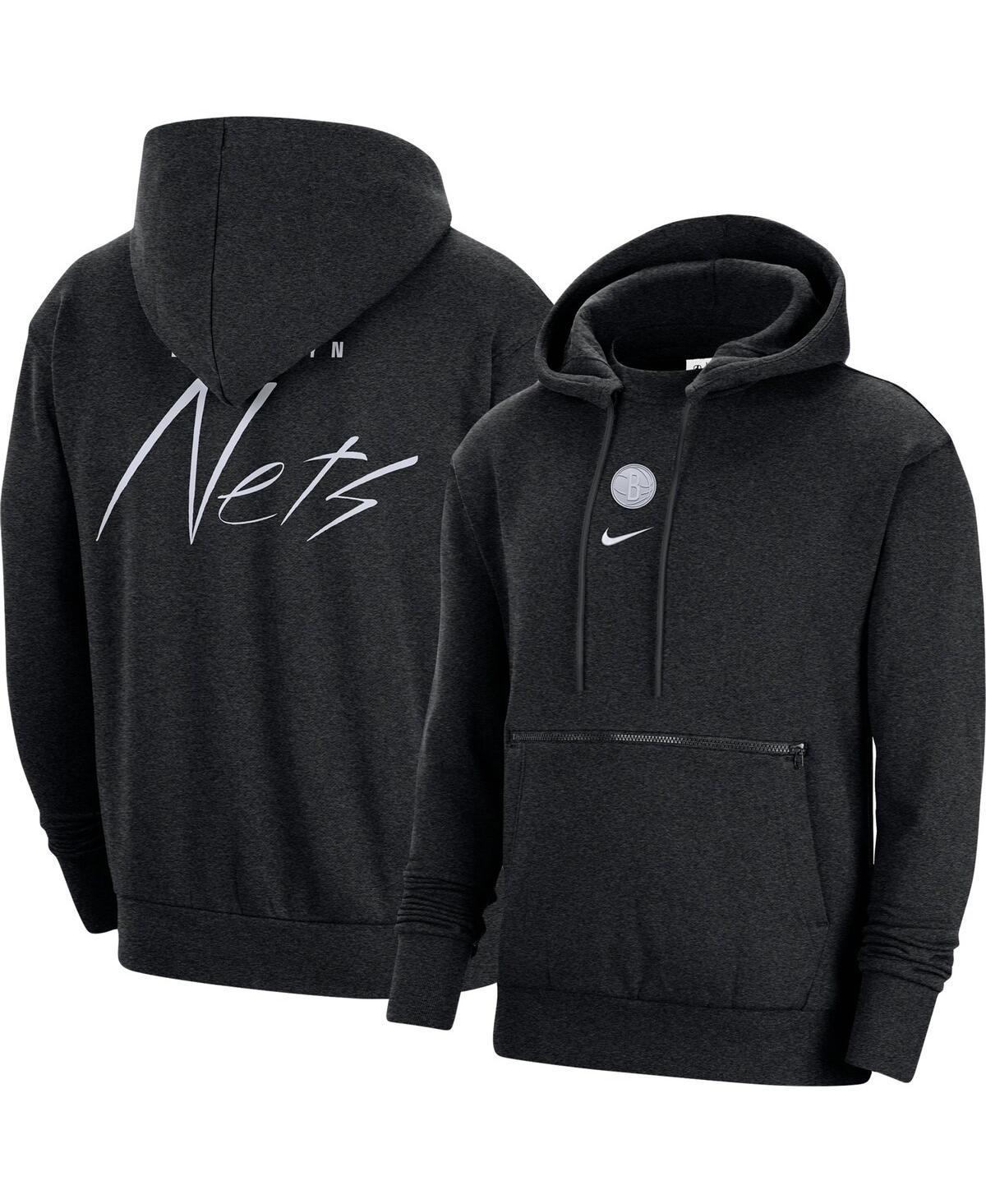 Mens Nike Heather Black Brooklyn Nets Courtside Versus Flight Pullover Hoodie Product Image