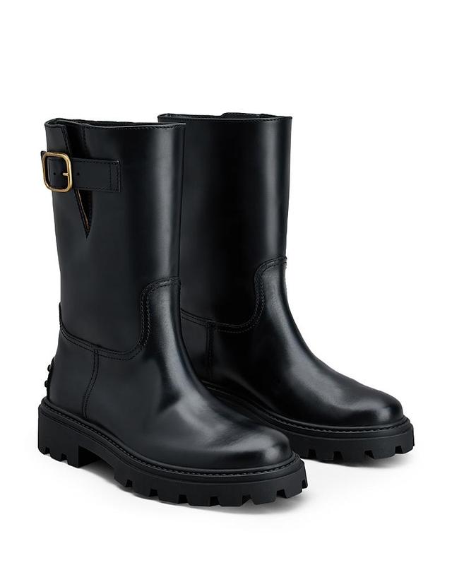 Tods Womens Pull On Buckled Moto Boots Product Image