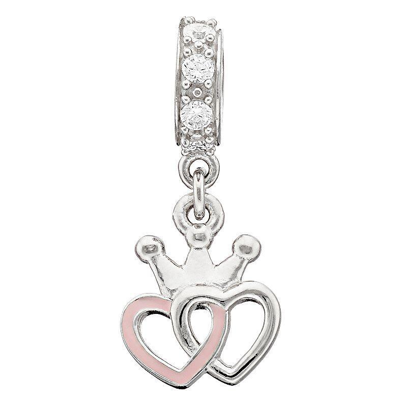 SIRI USA by TJM Sterling Silver Cubic Zirconia Double Heart Charm, Womens Product Image