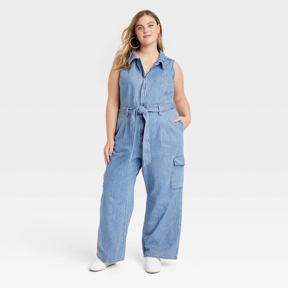 Womens Cargo Jumpsuit - Universal Thread Medium Wash Product Image