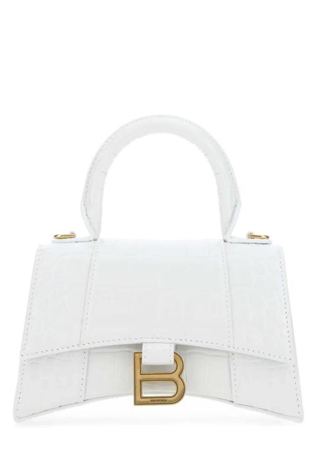 BALENCIAGA Mini White Leather Hourglass Handbag Product Image