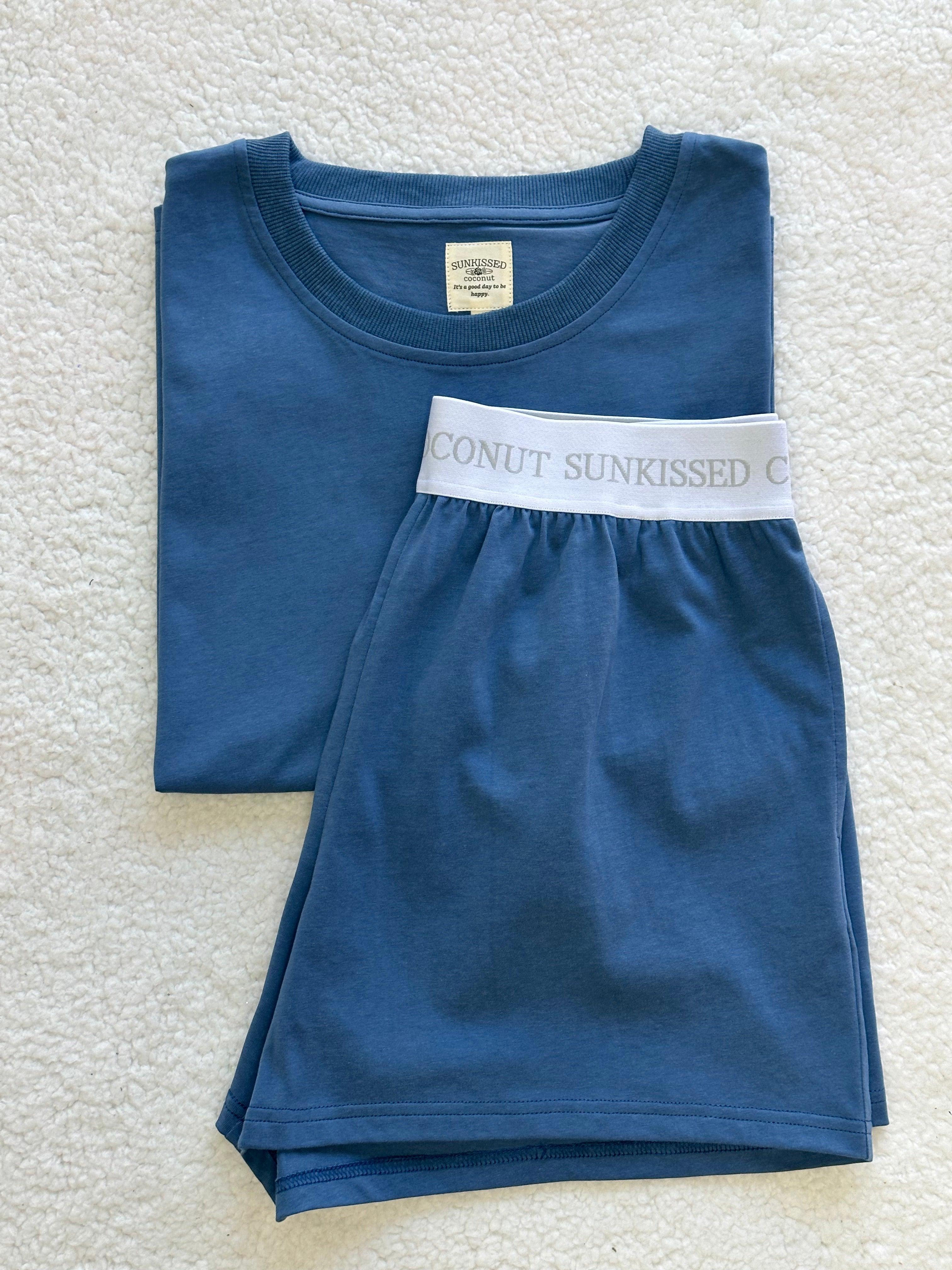 Hamptons Blue Basic Watercolor Embroider Tee Product Image