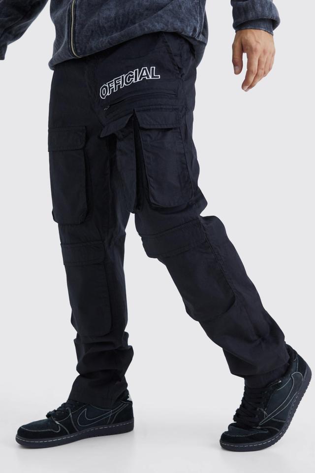 Straight Leg Multi Cargo Ripstop Trouser With Tonal Branding | boohooMAN USA Product Image