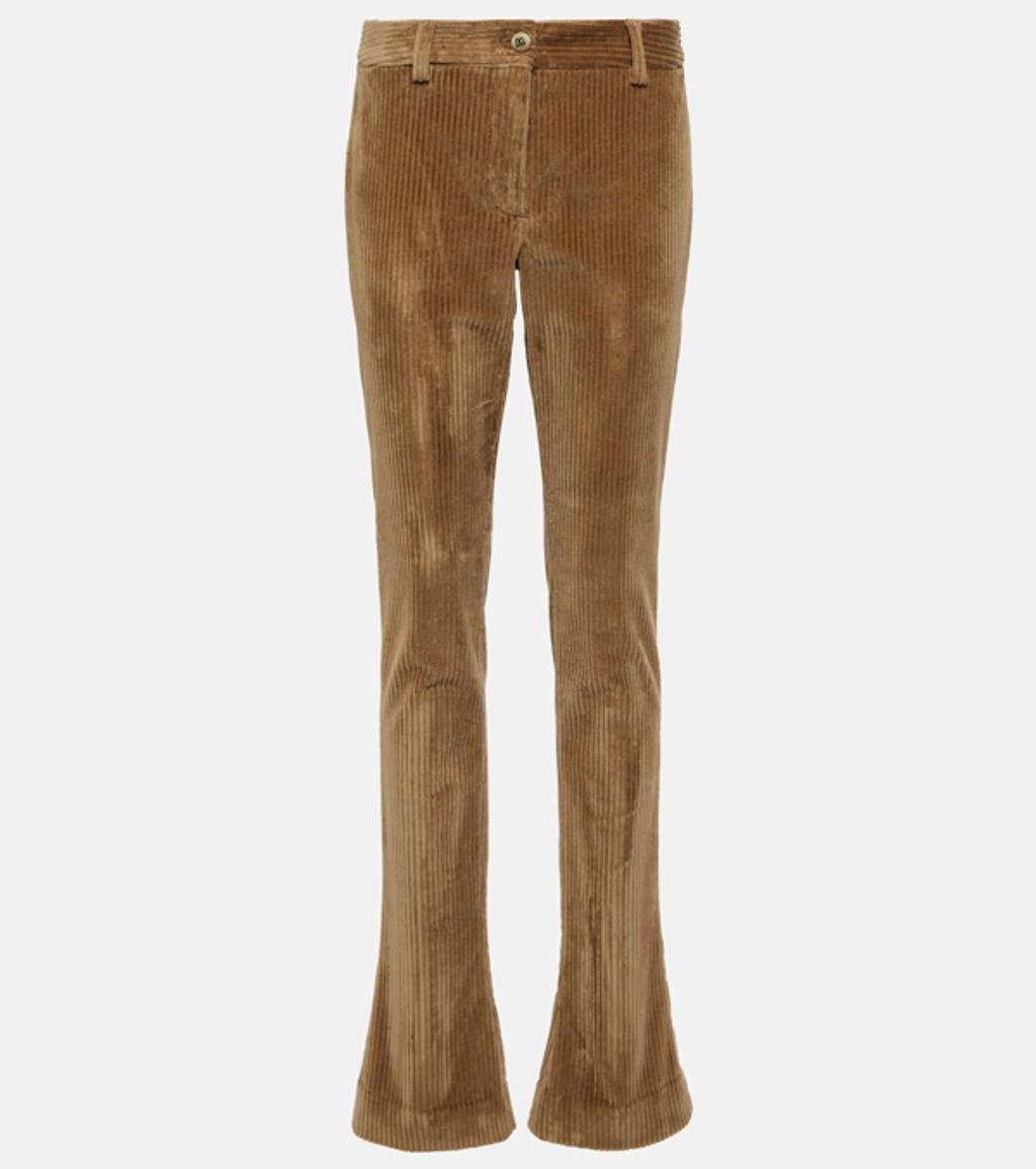 Low-rise Corduroy Slim Pants In Brown Product Image