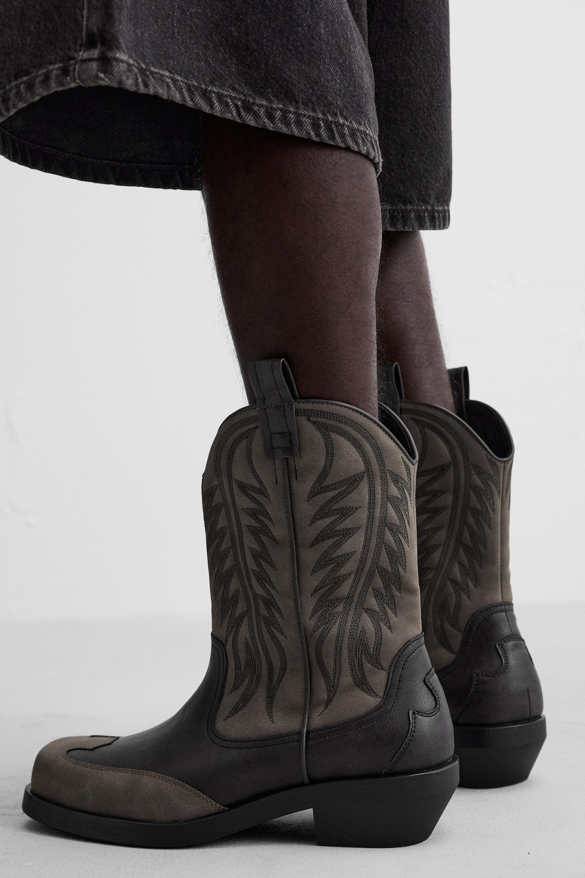 TOPSTITCHED COWBOY BOOTS Product Image