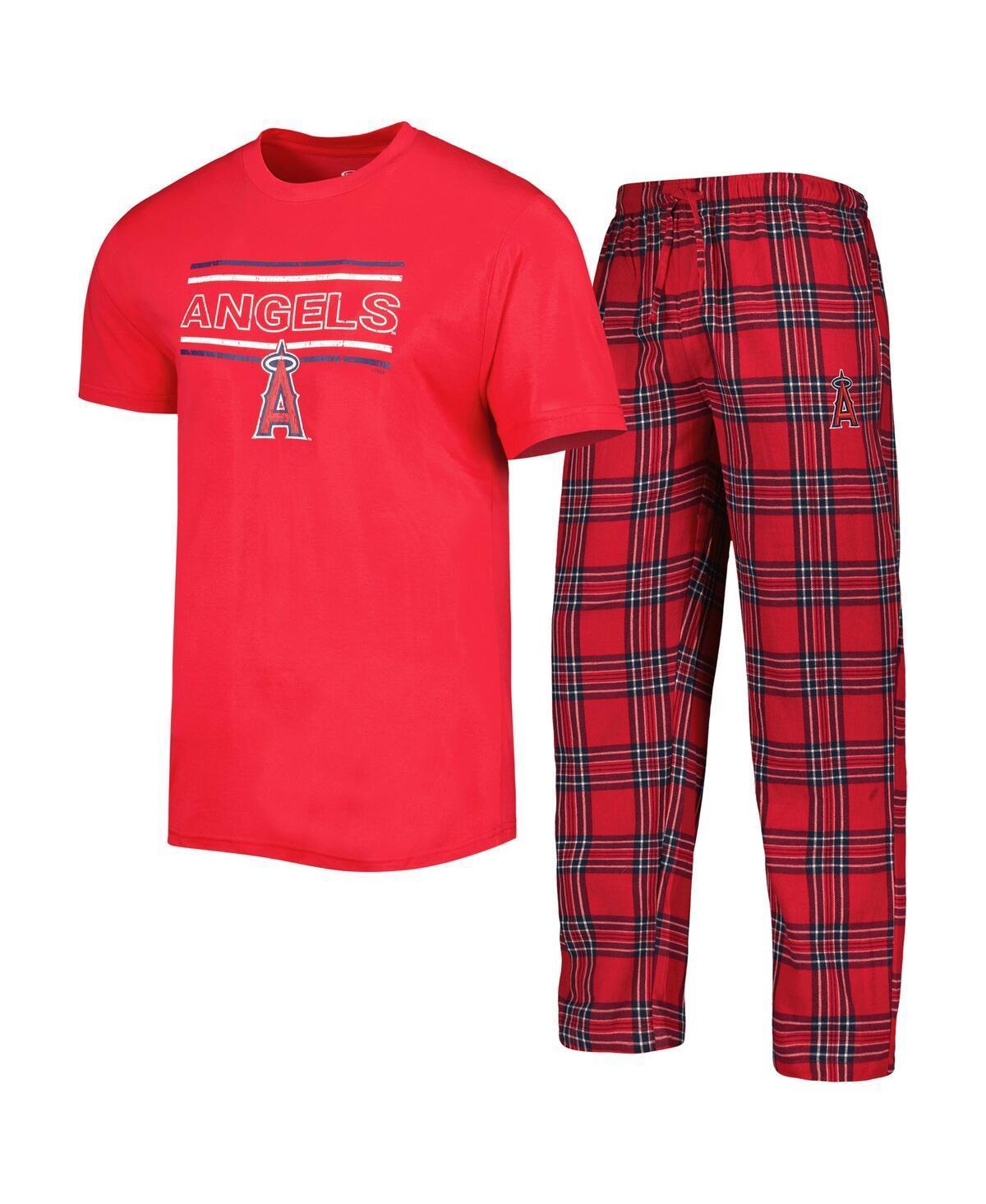 Mens Concepts Sport Red/Navy Los Angeles Angels Badge T-Shirt & Pants Sleep Set Product Image