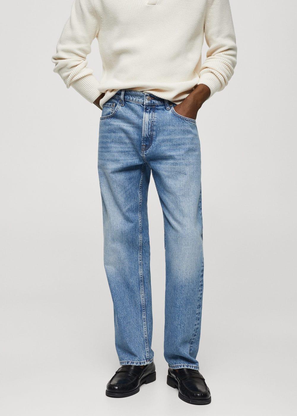 Mango Mens Regular Fit Medium Wash Jeans Product Image