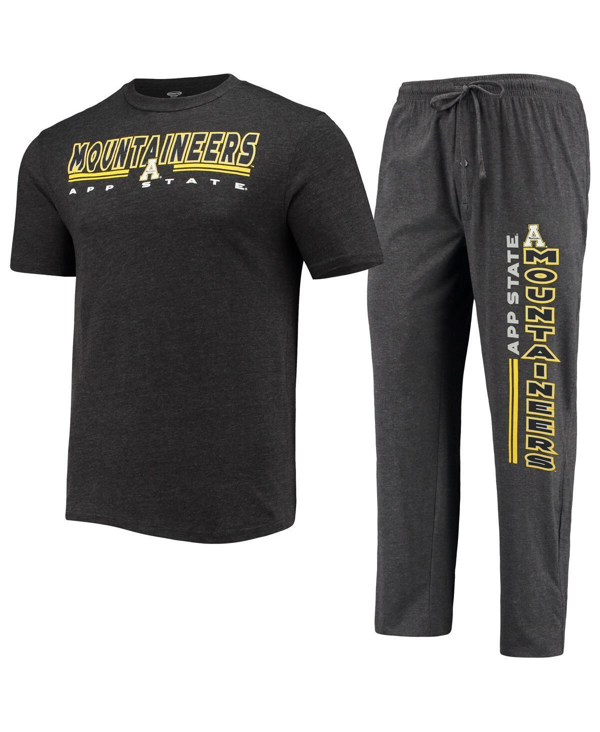 Mens Concepts Sport Heathered /Black Appalachian State Mountaineers Meter T-Shirt & Pants Sleep Set Grey Product Image