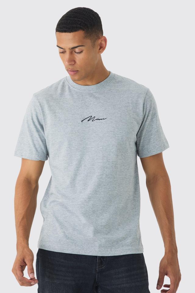 Mens Grey Man Signature Basic T-shirt, Grey Product Image