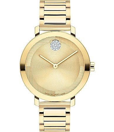 Movado Bold Womens Evolution 2.0 Quartz Analog Crystal Set Dot Stainless Steel Bracelet Watch Product Image