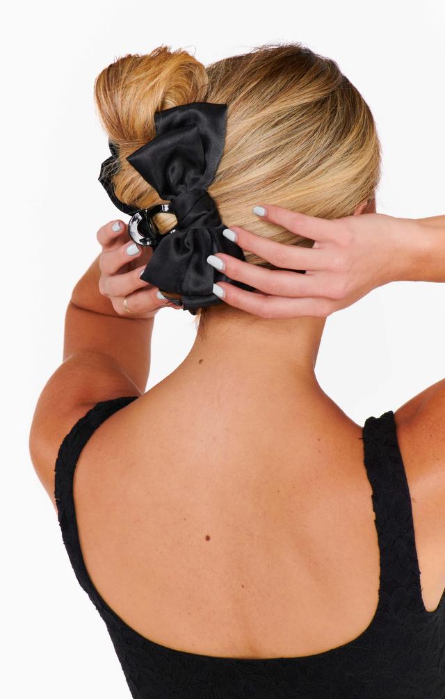 Bow Claw Clip ~ Black Satin Product Image