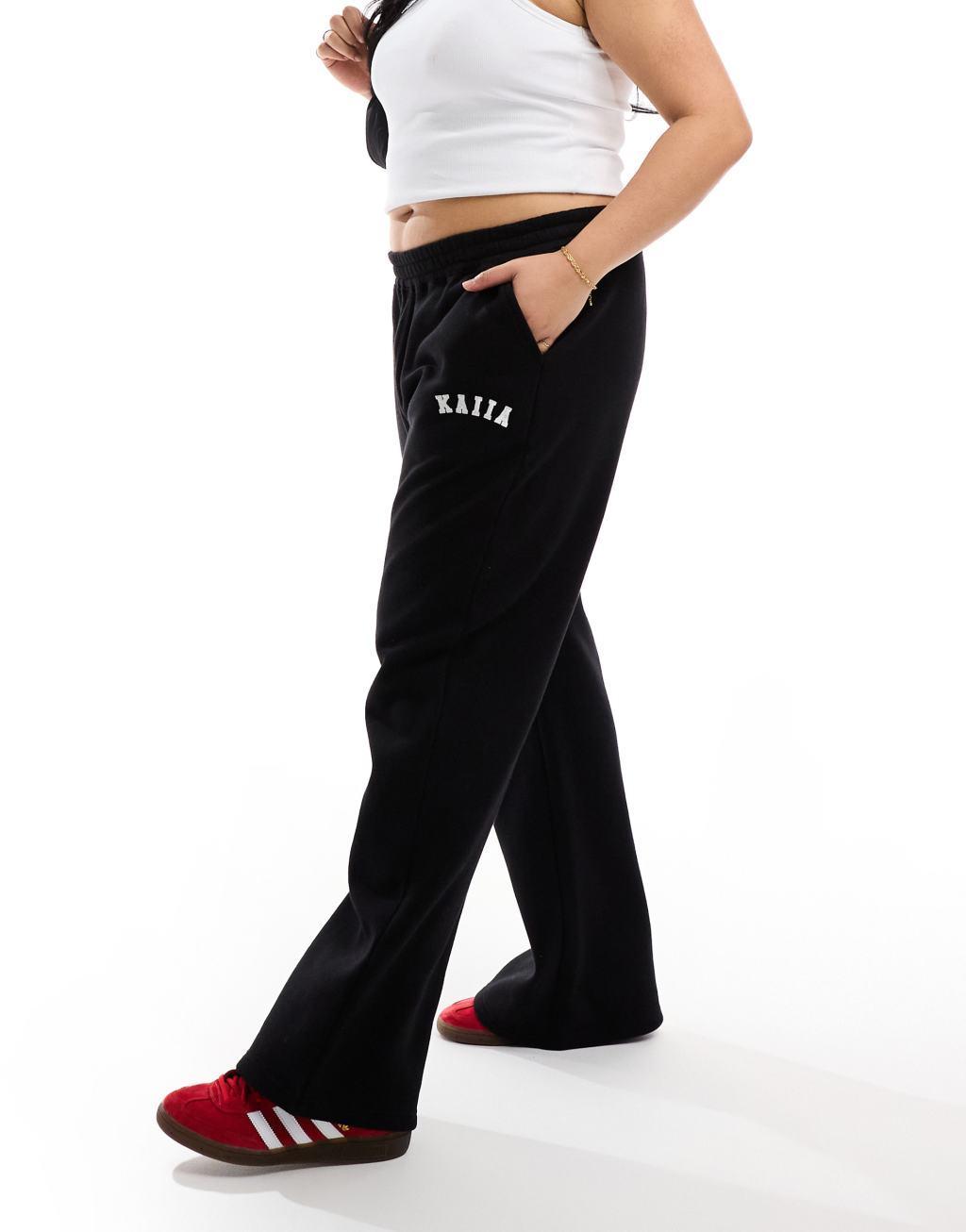 Kaiia Plus wide leg sweatpants in black Product Image